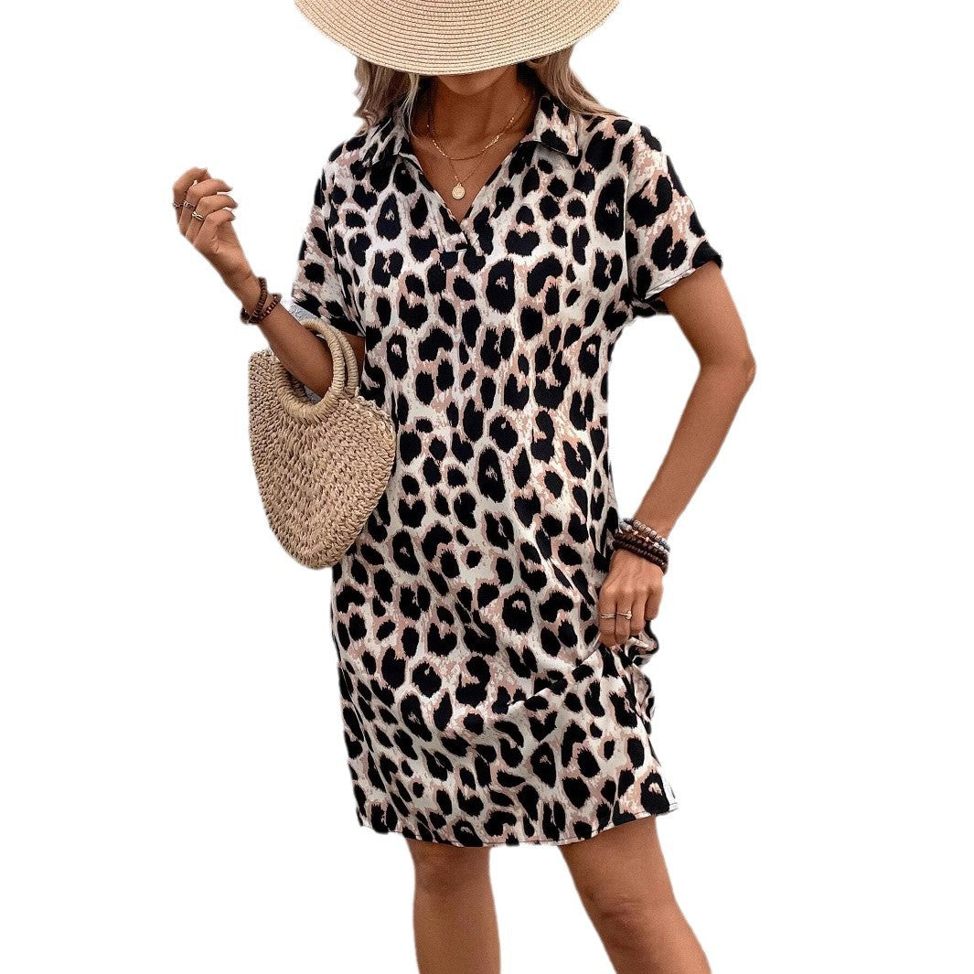 Damen Polo-Kleid im trendigen Leopardenmuster Drune