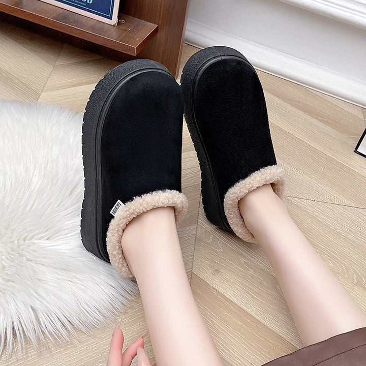 Damen Kuschelige Slipper‑Pantoffeln mit hohem Plateau und Teddyinnenfutter Drune
