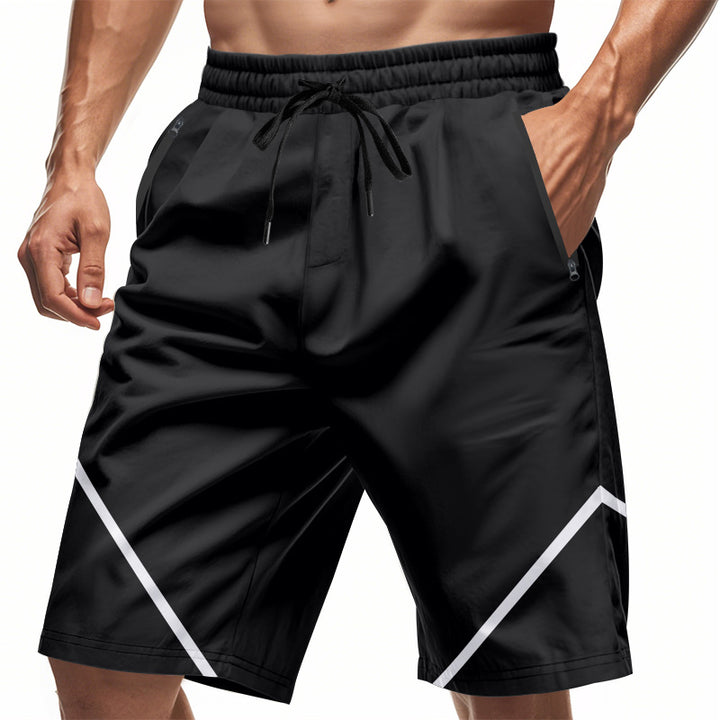 Herren nan atmungsaktive Trainingsshorts mit Reißverschlusstaschen und elastischem Tunnelzugbund Drune