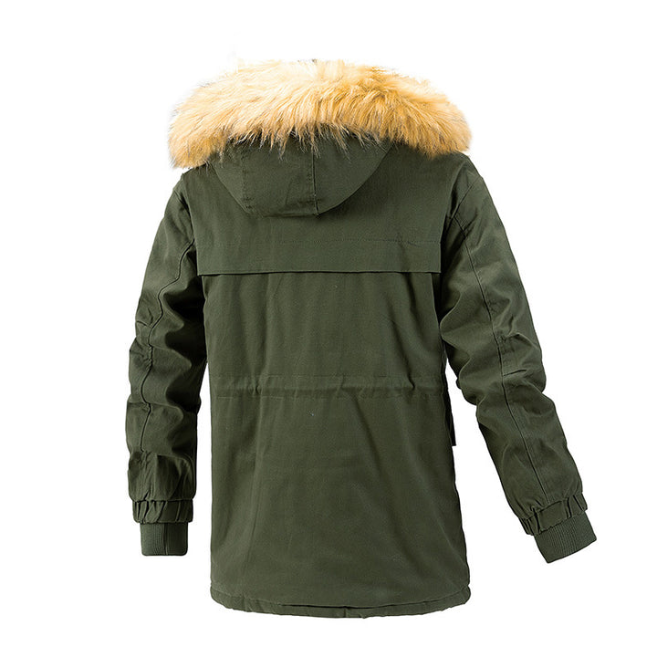 Herren Winterschutz-Parka mit wärmendem Teddyfutter abnehmbarer Kunstfellkapuze und verstärkten Utility-Taschen Drune