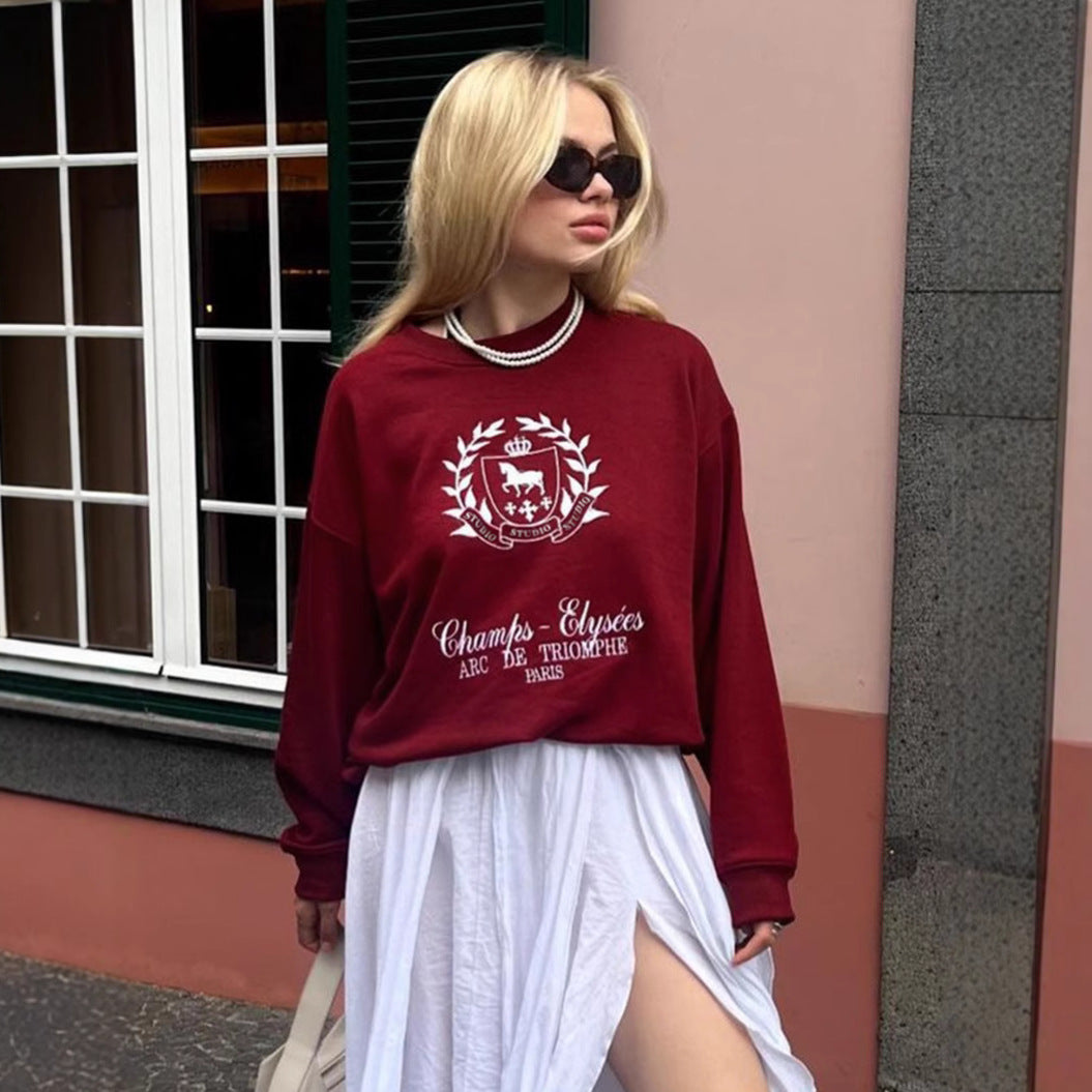 Damen Oversized Sweatshirt mit grafischem Print und weichem Futter Drune