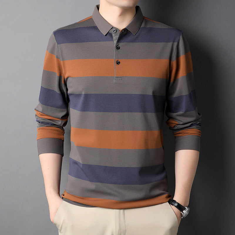 Herren Langarm-Polohemd mit modischem Streifendesign und hochwertigem Materialmix Drune