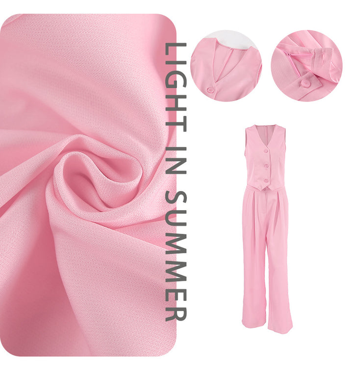 Damen elegantes Overall-Set aus hochwertigem Material mit schmalem Schnitt und schwingenden Beinen Drune
