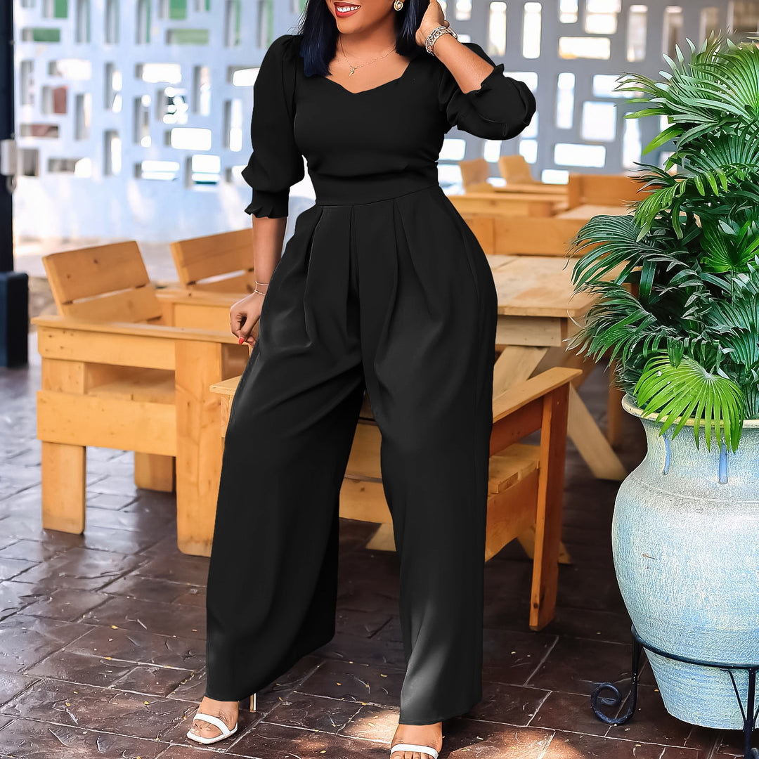 Damen eleganter Jumpsuit mit schickem V-Ausschnitt und tailliertem Schnitt Drune