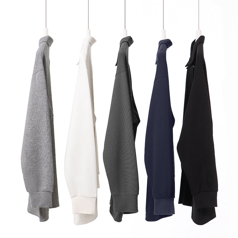 Unisex Oversize-Polo-Sweatshirt mit gerippten Bündchen und Knopfleiste Drune