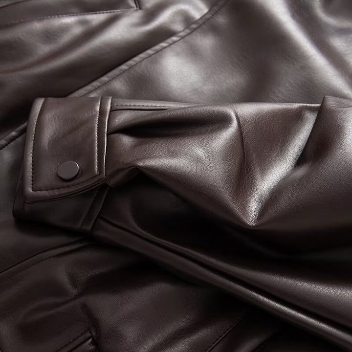 Damen Kunstlederjacke mit innovativem Design und praktischen Taschen Drune