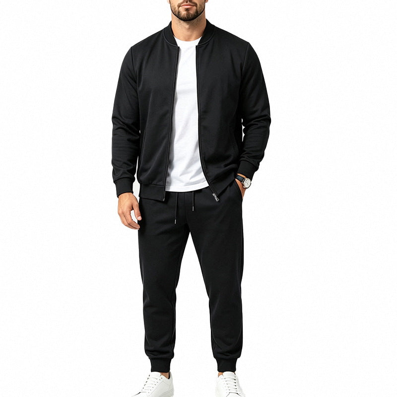 Herren Sportives Freizeit-Trainingsset mit Bomberjacke und tapered Jogginghose Drune