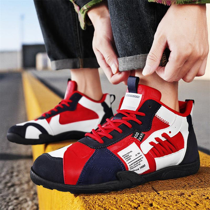 Herren mehrlagige Retro-City-Sneaker mit Wildleder- und Textilmix, gepolstertem Fersenkragen, atmungsaktiver Mesh-Zunge und griffiger Gummisohle Drune