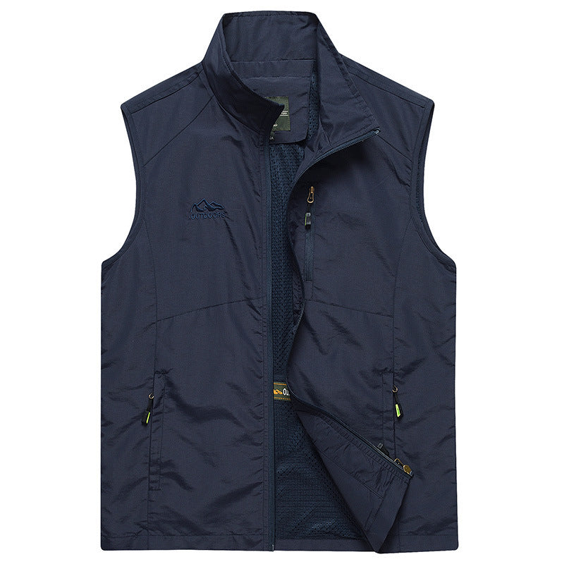 Herren Leichte atmungsaktive Outdoor‑Weste mit Mesh‑Innenfutter und Reißverschlusstaschen Drune