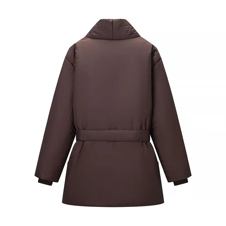 Damen nan wattierte Jacke mit Schalkragen, Bindegürtel und aufgesetzten Taschen Drune