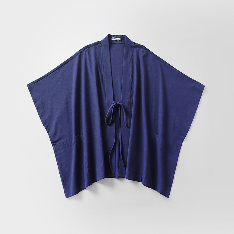 Damen Oversize Kimono-Cardigan mit Bindegürtel und Eingrifftaschen Drune