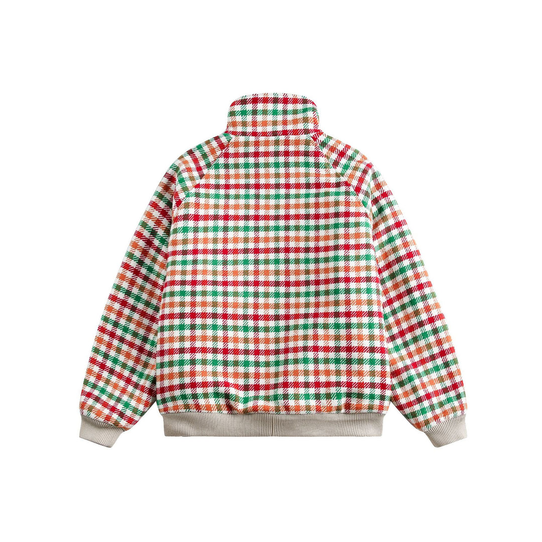Damen Karierter Teddy‑Fleece‑Blouson im Boxy‑Cut mit Stehkragen Drune