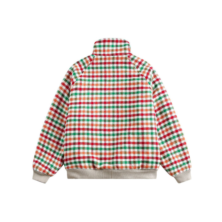 Damen Karierter Teddy‑Fleece‑Blouson im Boxy‑Cut mit Stehkragen Drune