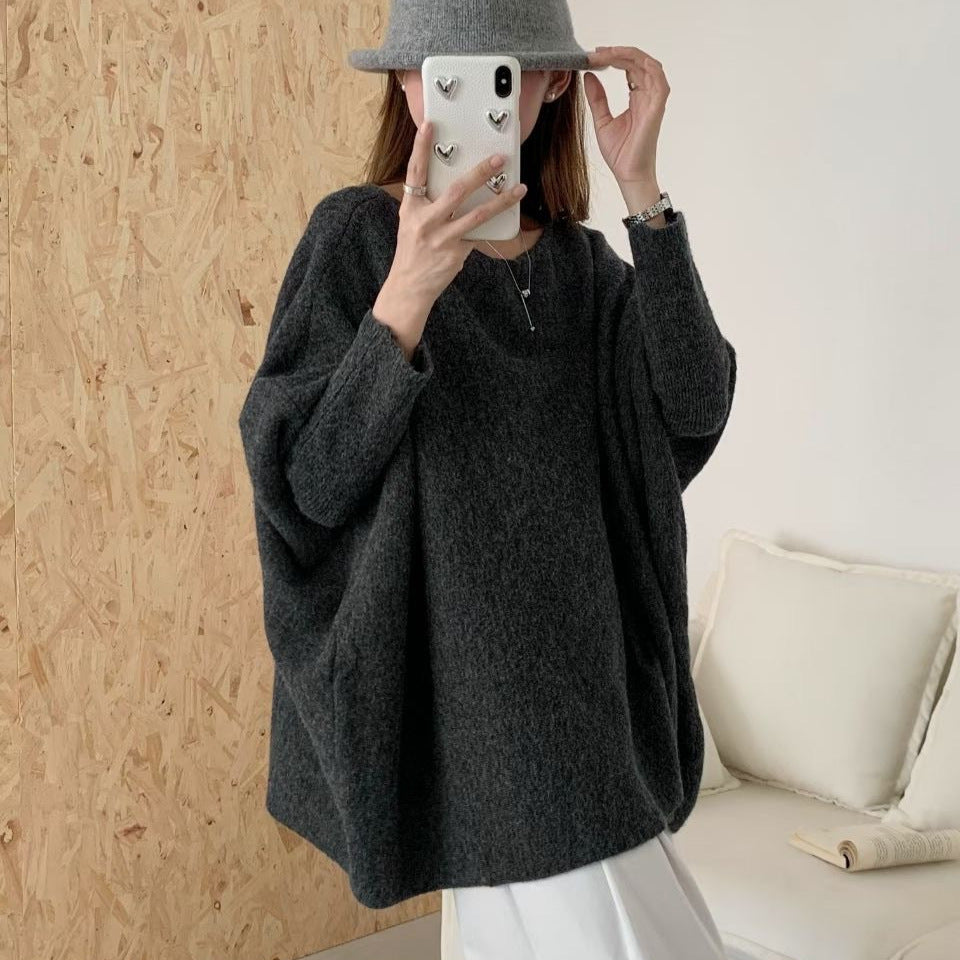 Damen Oversized Strickpullover mit lässigem Schnitt und dramatischen Ärmeln Drune