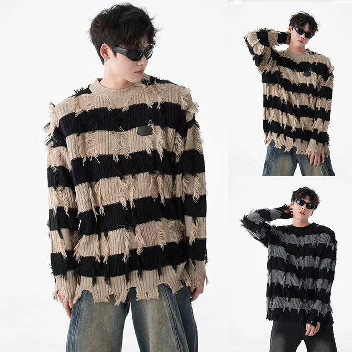 Herren Modischer Grobstrickpullover mit einzigartigem Design Drune