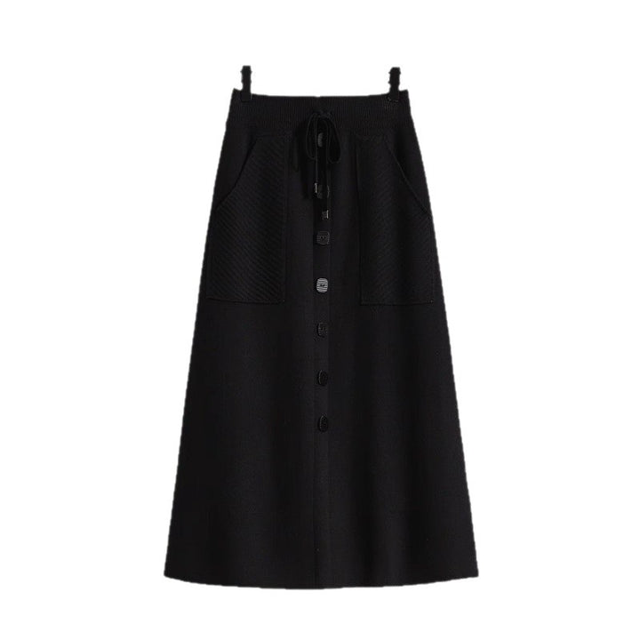 Damen Eleganter Midirock mit praktischen Taschen und Knopfdetails Drune