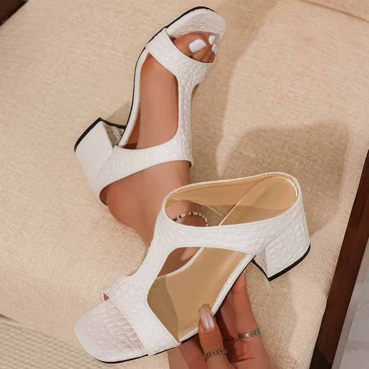 Damen Blockabsatz Sandalen mit elegantem Cut-Out-Design und strukturiertem Obermaterial Drune