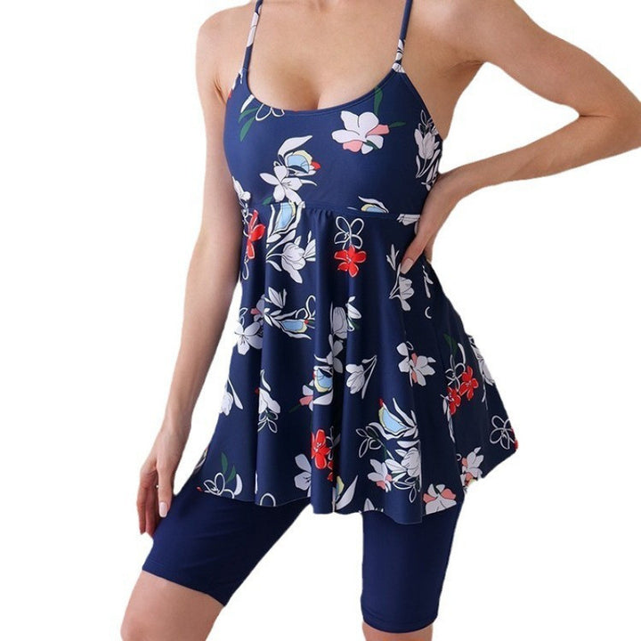 Damen Badeanzug mit floralem Rock-Design und sportlichen Shorts Drune