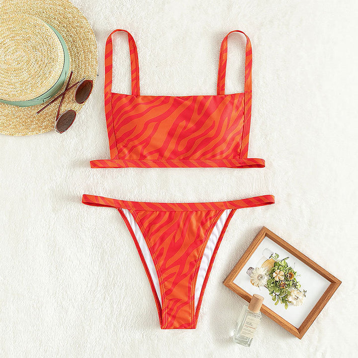 Damen Zweiteiliges Bikini-Set mit modernem Gitterdesign Drune