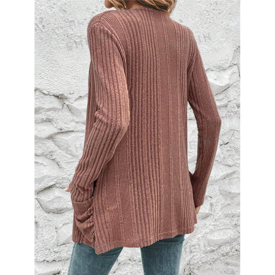 Damen Strickjacke mit modischem Rippendesign und praktischen Taschen Drune