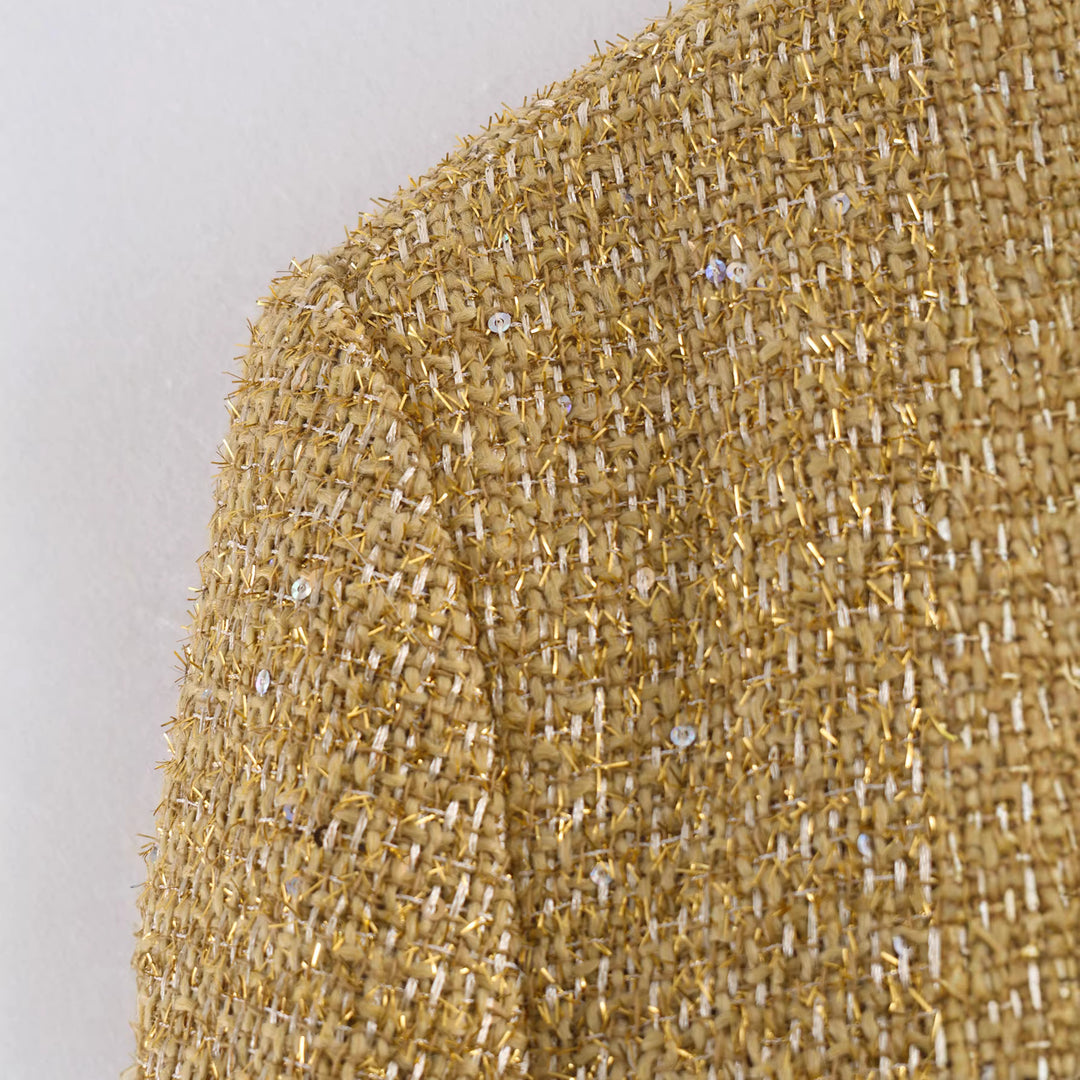 Damen Kurzgeschnittene Bouclé-Cropped-Jacke mit Rundhalsausschnitt und Ein-Knopf-Verschluss Drune