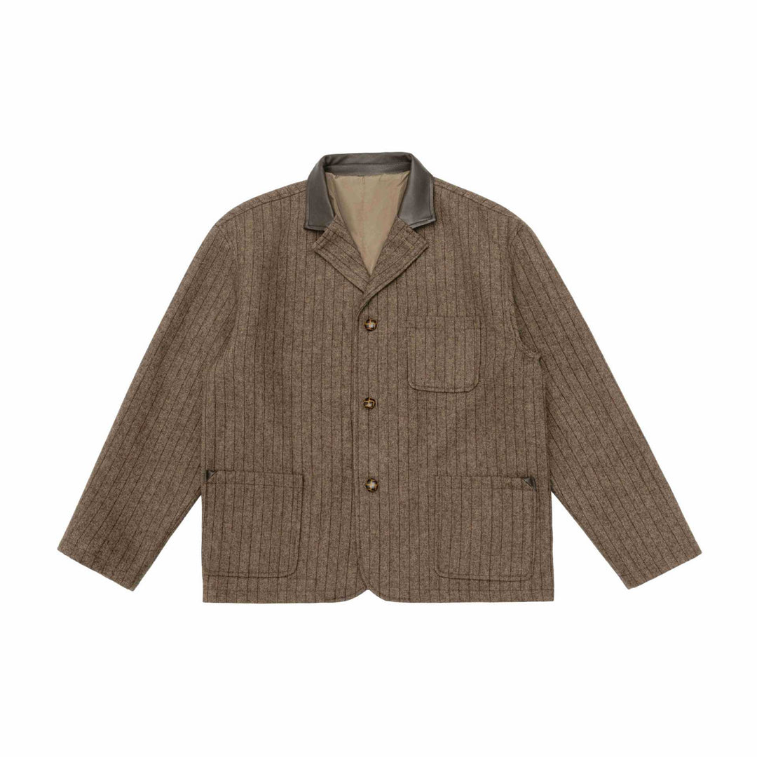 Herren Glencheck-Blousonjacke mit Lederkragen und großen Pattentaschen Drune