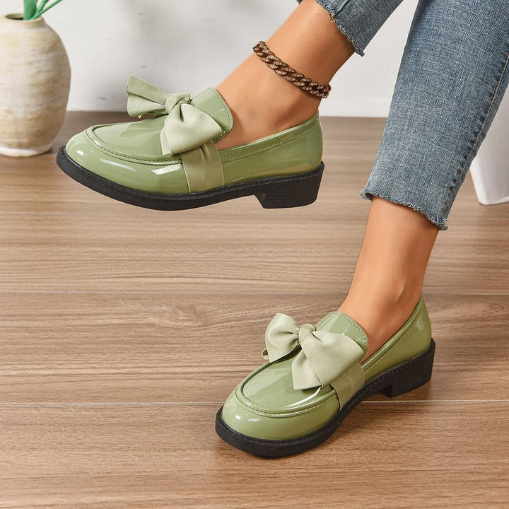 Damen Loafer mit Karo‑Muster und Schleifenapplikation Drune