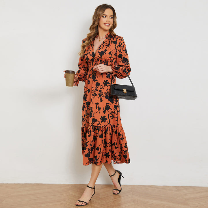 Damen Midikleid mit schmeichelhaftem Schnitt und floralem Design Drune
