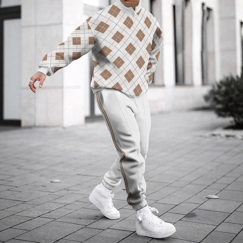 Herren Sportliches Sweatshirt mit modernem Zipper und grafischem Muster Drune