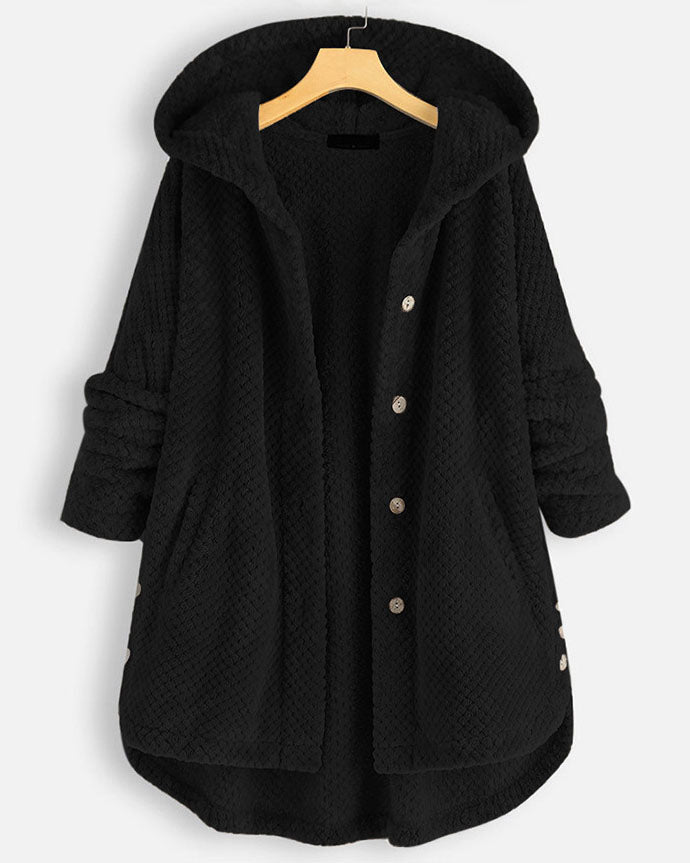 Drune | Abgerundeter Saum Kapuzen Sweatshirtjacke
