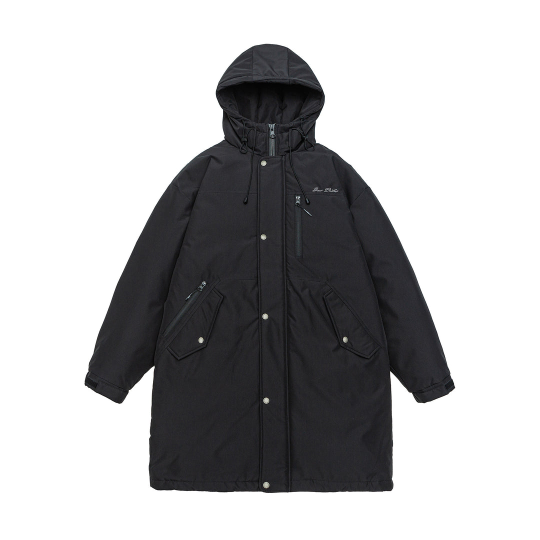 Herren Warmer winddichter Parka mit Kapuze, Steppfutter und Fronttaschen Drune