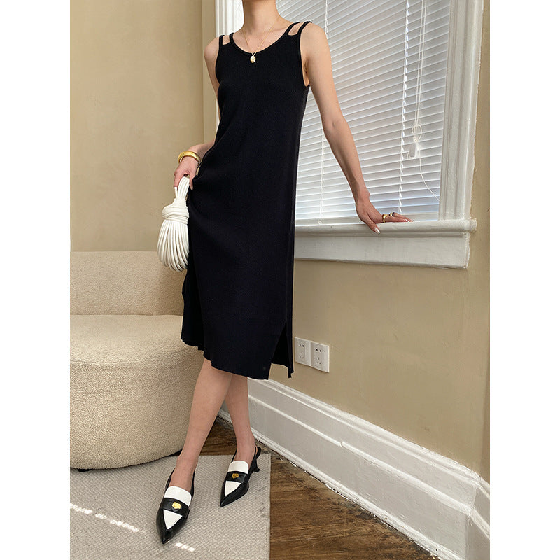 Damen lässiges Midikleid mit schicken Trägerdetails und weichem Material Drune