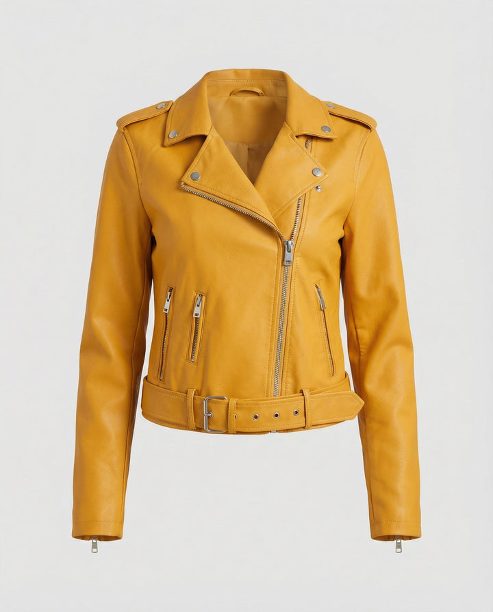 Damen Kunstleder Bikerjacke tailliert geschnitten