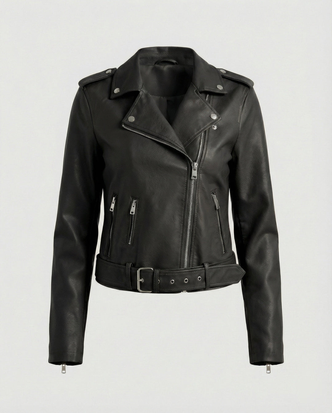 Damen Kunstleder Bikerjacke tailliert geschnitten