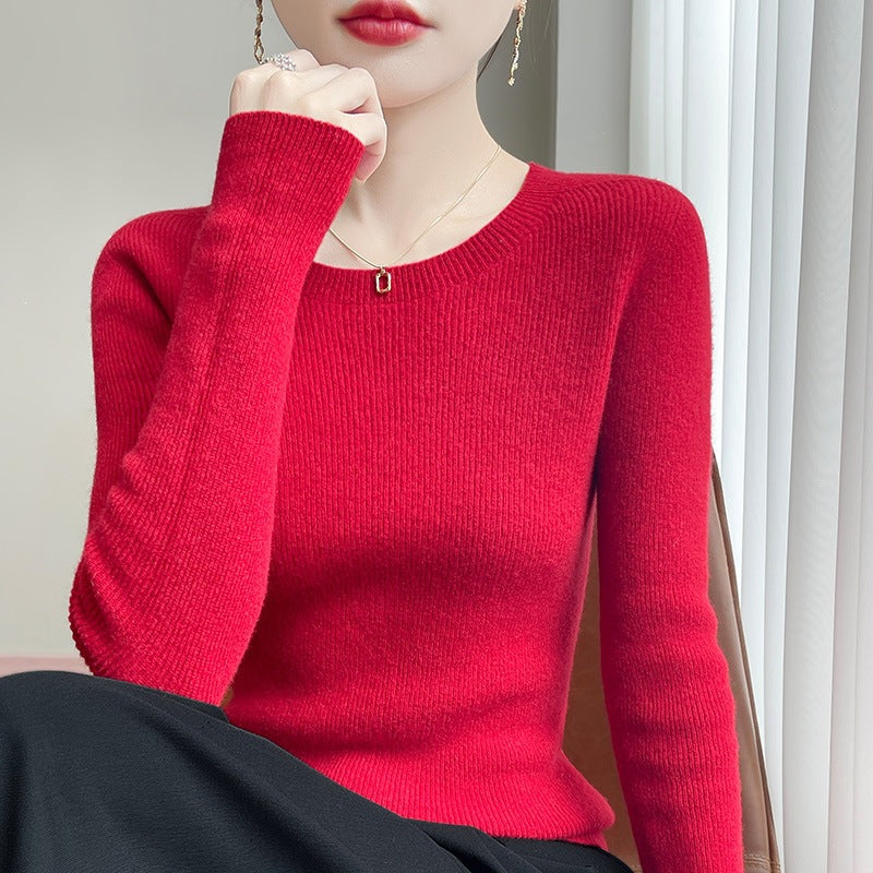 Damen Taillierter Rundhals-Pullover aus fein gerippter Kaschmir‑Optik Drune