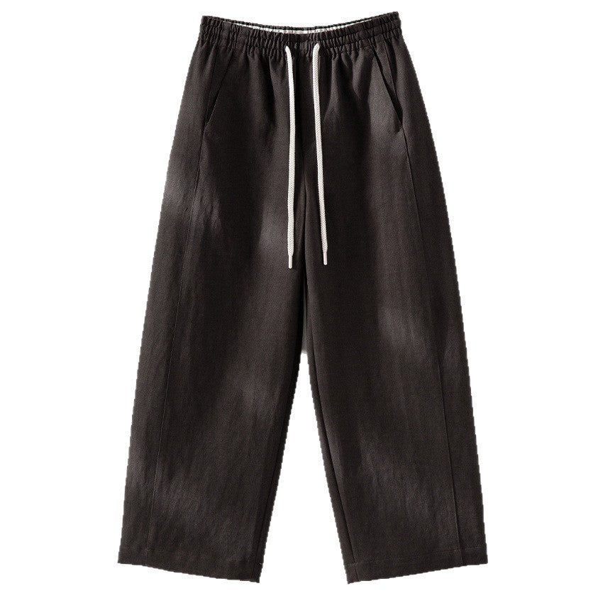 Damen Weite High‑Waist Leinenmix-Hose mit elastischem Bund und Kordelzug Drune