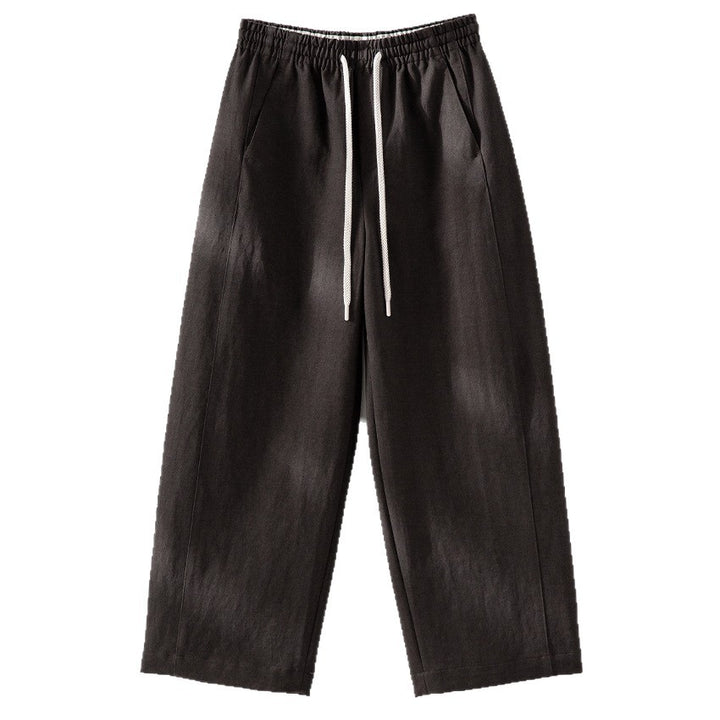 Damen Weite High‑Waist Leinenmix-Hose mit elastischem Bund und Kordelzug Drune