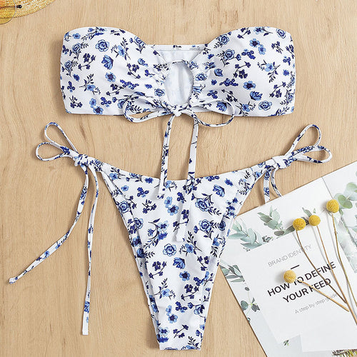 Damen Bandeau-Bikini mit raffiniertem Schleifen-Design Drune