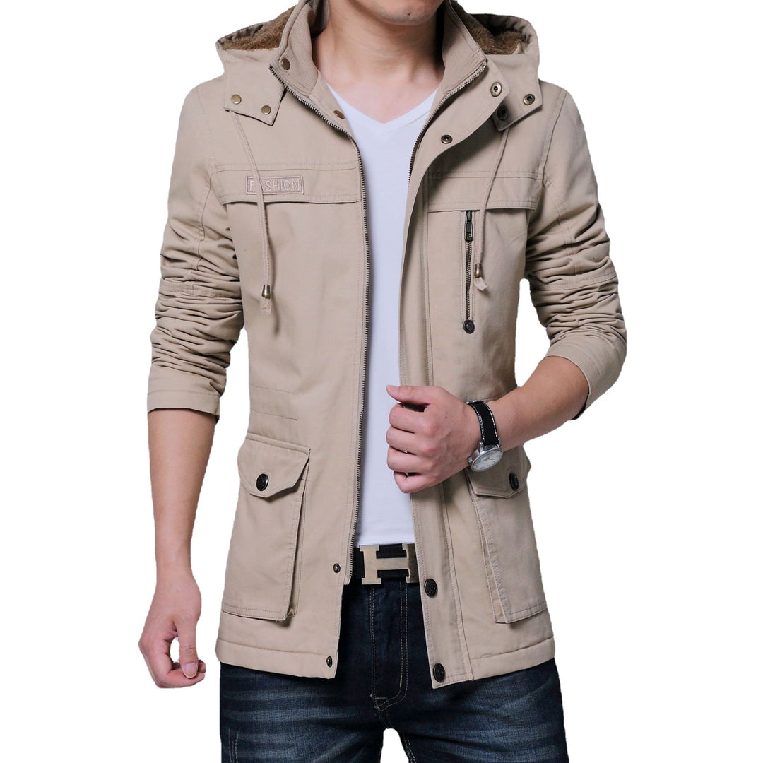 Herren Canvas‑Utility‑Parka mit Kapuze und Teddyfutter Drune