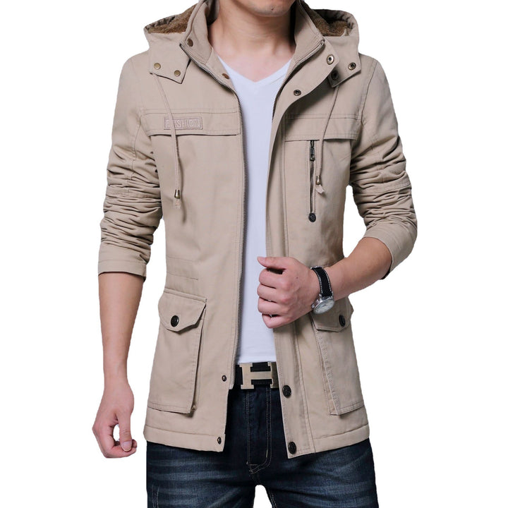 Herren Canvas‑Utility‑Parka mit Kapuze und Teddyfutter Drune
