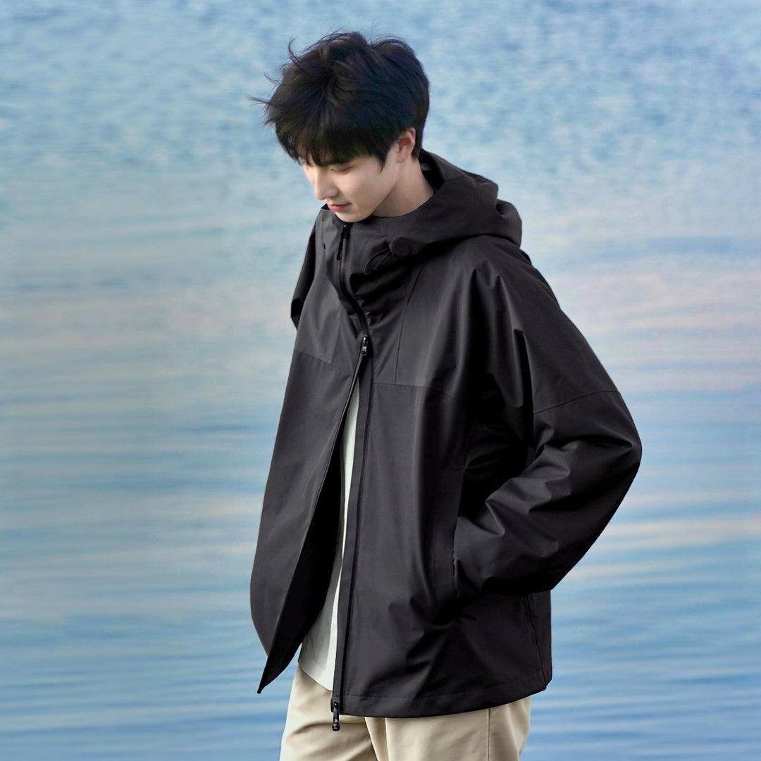 Herren dreiteilige wasserdichte Outdoor-Jacke mit abnehmbarer Kapuze und Fleece-Innenjacke Drune