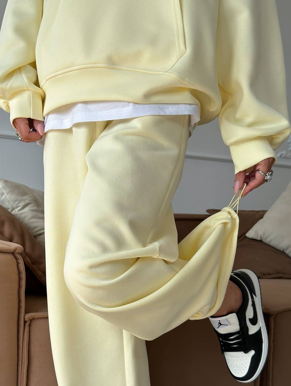 Drune | Halbhals Pullover Sweatshirt und Weit Geschnittene Hose Zweiteiler Anzug