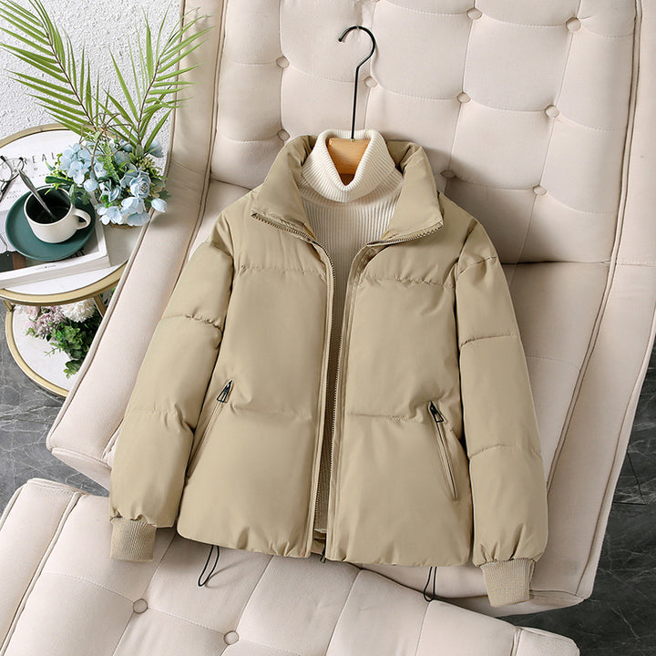 Damen Modische und isolierte Pufferjacke mit festem Kragen und tiefen Taschen Drune