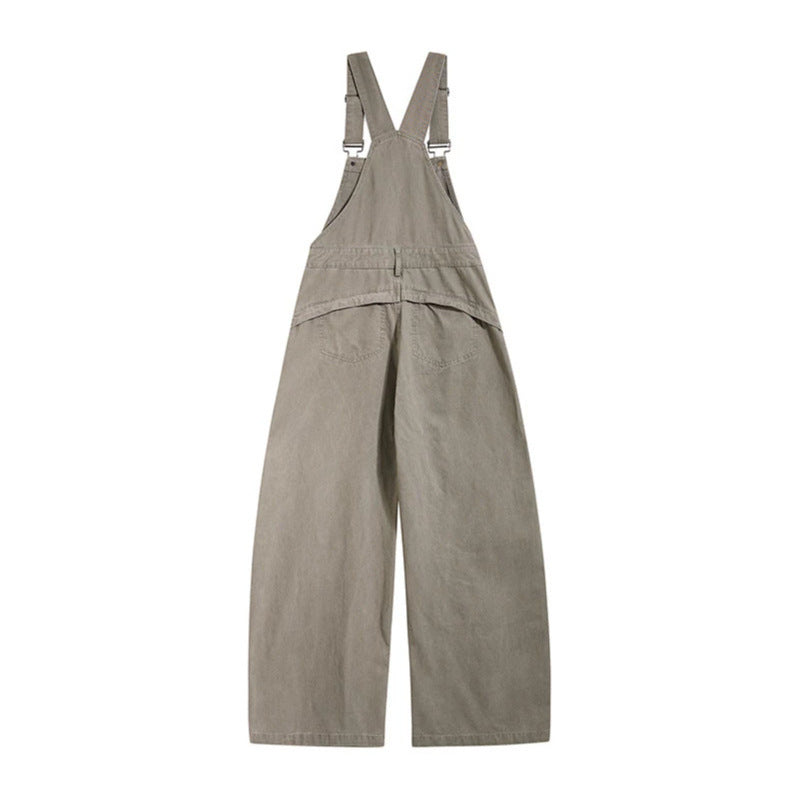 Damen weite Cargo-Latzhose mit verstellbaren Trägern und Multi-Taschen Drune