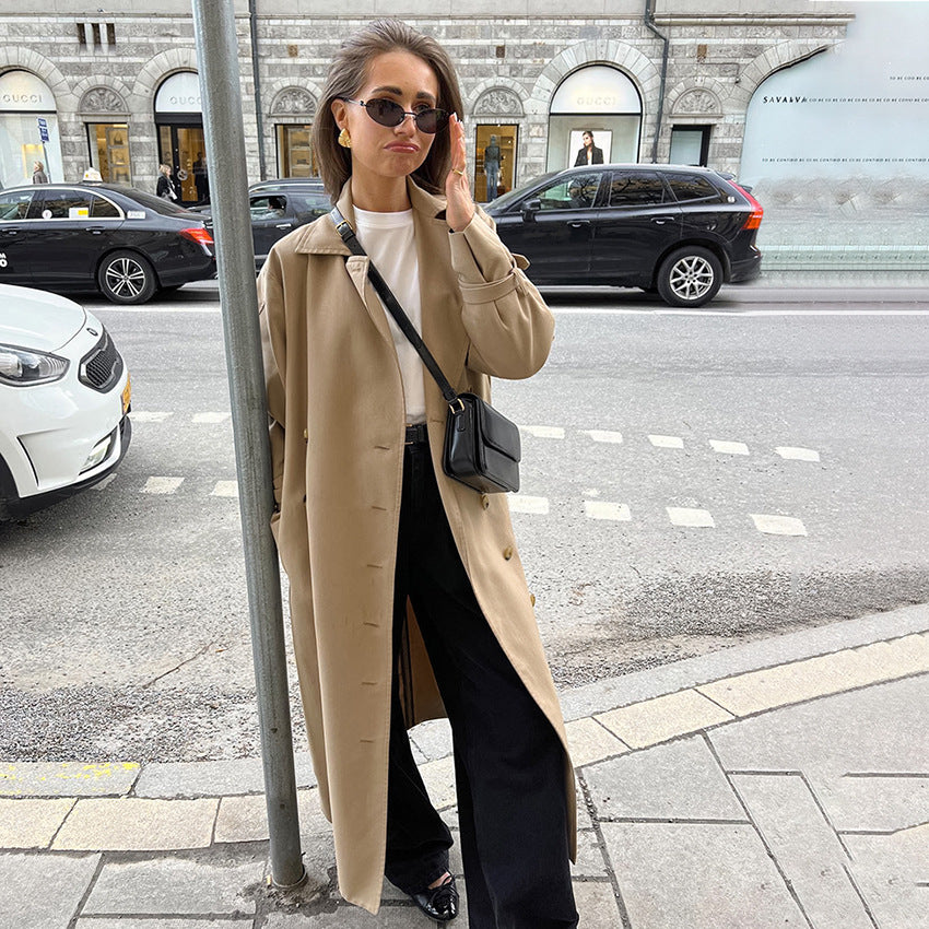 Damen Eleganter Trenchcoat mit hochwertiger Verarbeitung und lockerem Schnitt Drune