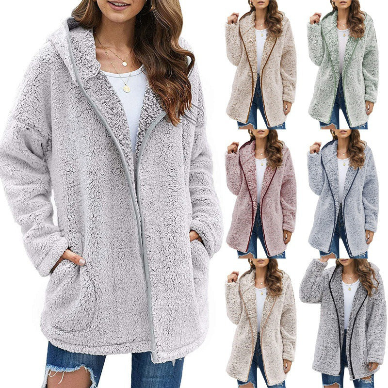 Damen kuschelige Fleecejacke mit weitem Schnitt und hochwertiger Verarbeitung Drune