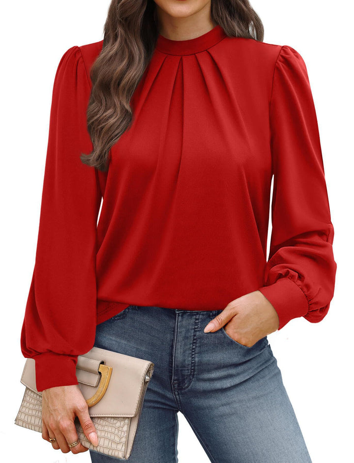 Damen elegante Bluse mit Puffärmeln Drune