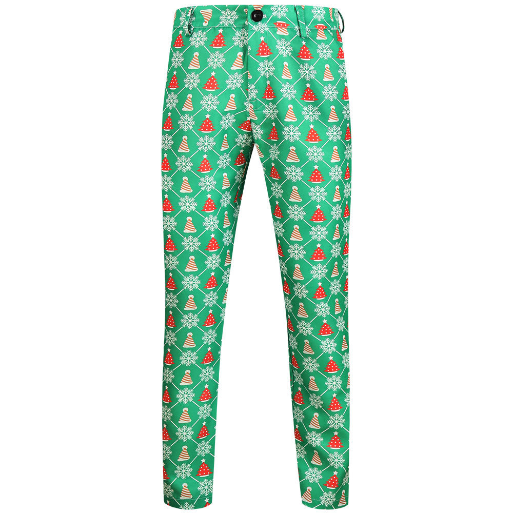 Herren Weihnachtliche Slim‑Fit Chinohose mit Allover-Santa‑Print und Stretchkomfort Drune
