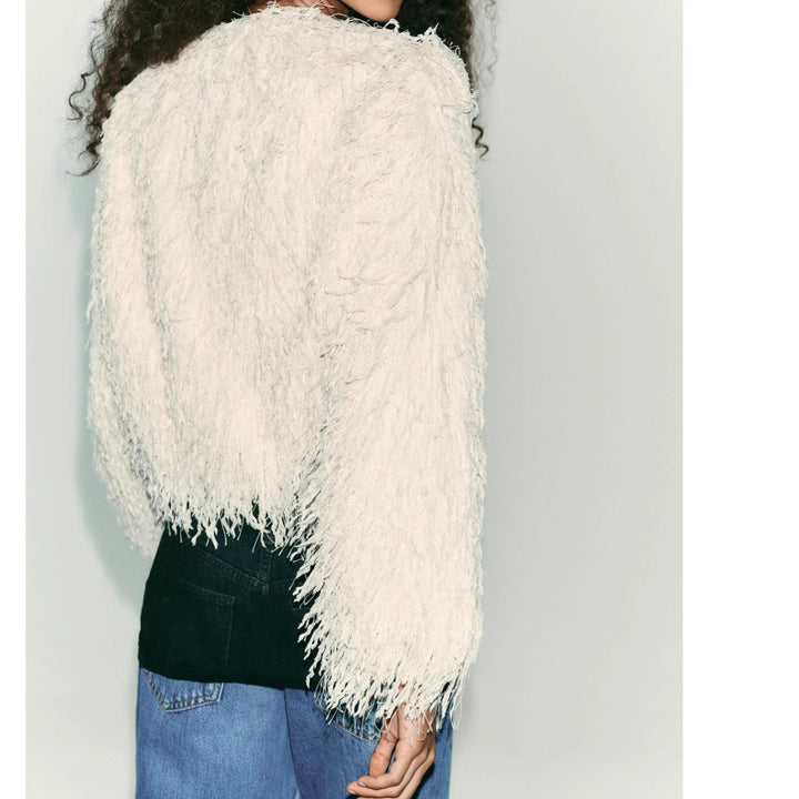 Damen Flauschiger Fransen-Pullover im Boxy-Cut Drune
