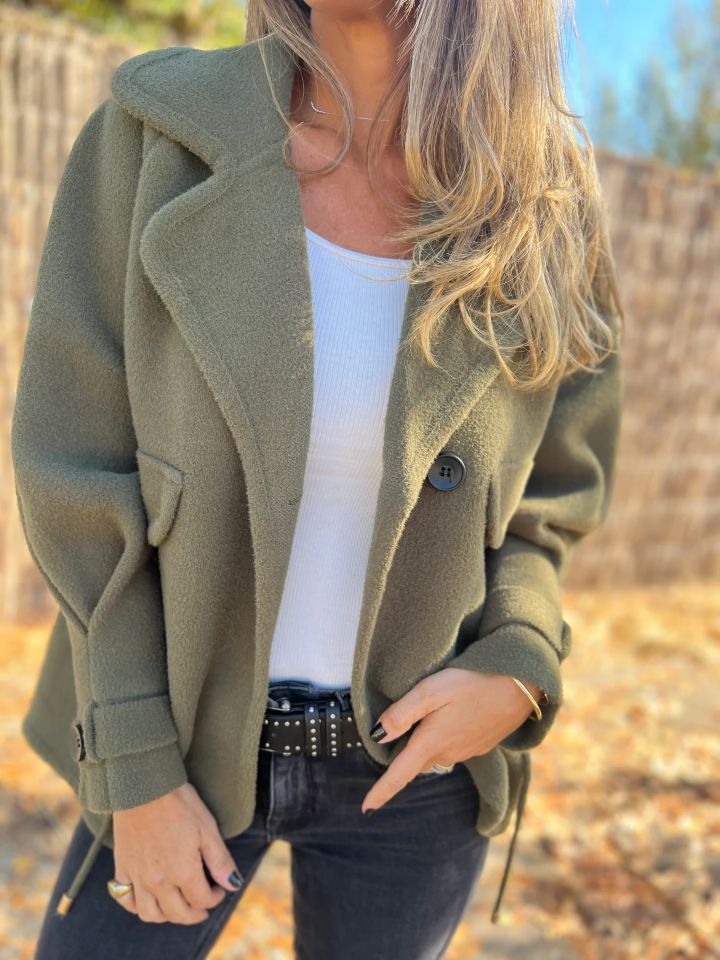 Damen Lässige Oversized-Jacke mit stylischem Kragen und Knopfverschluss Drune
